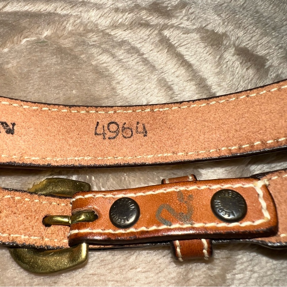 LeeGin Genuine Leather Western Stitched Belt Brown Size 32 - Picture 4 of 6